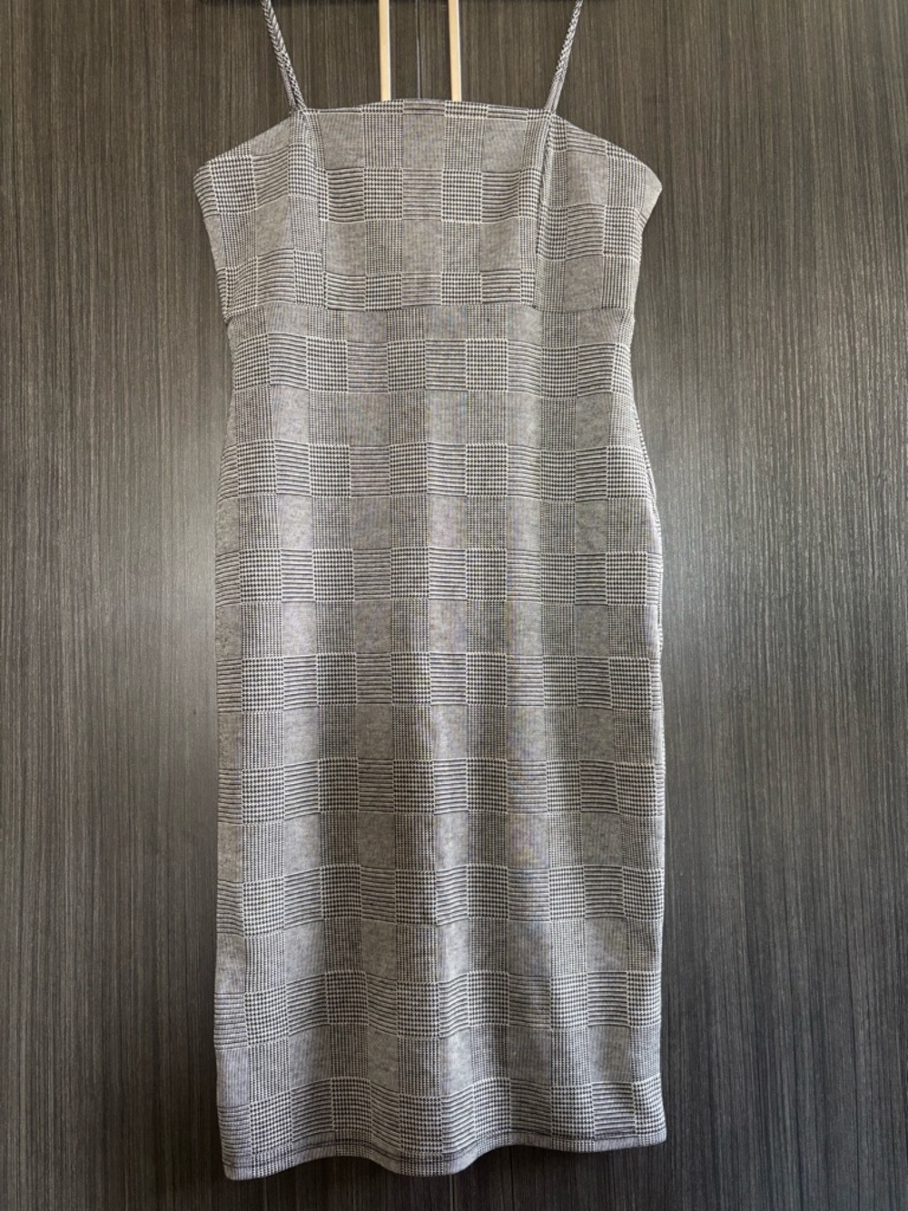 Tailored Gray Plaid Midi Slip Dress